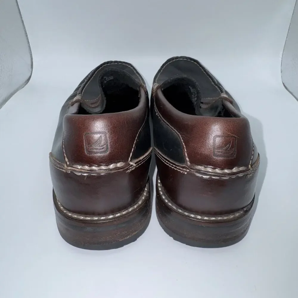 Sperry Top-Sider Men’s 9.5M Black Brown Leather Penny Loafers Slip On